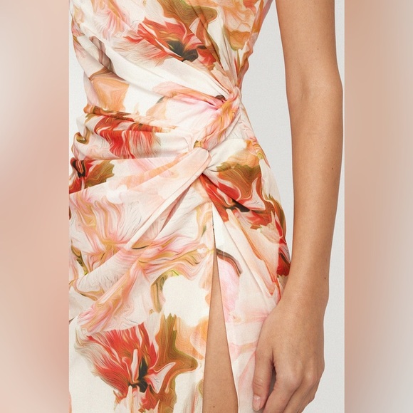 SAU LEE Hester Floral Strapless Minidress in White/Orange at Nordstrom - Picture 3 of 11